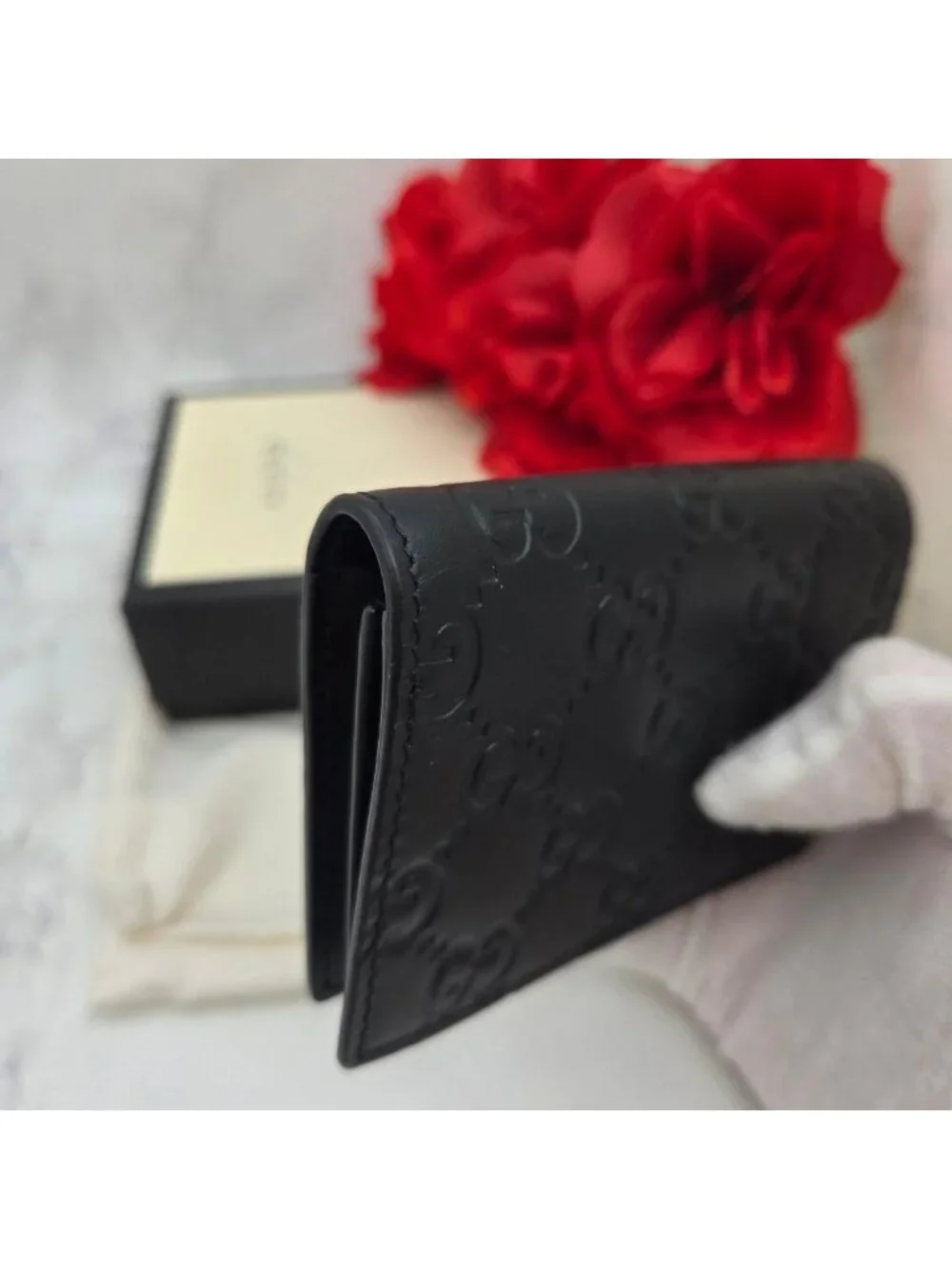 ★SOLD★ Gucci Business Card Holder Case GG Leather - Picture 4 of 14
